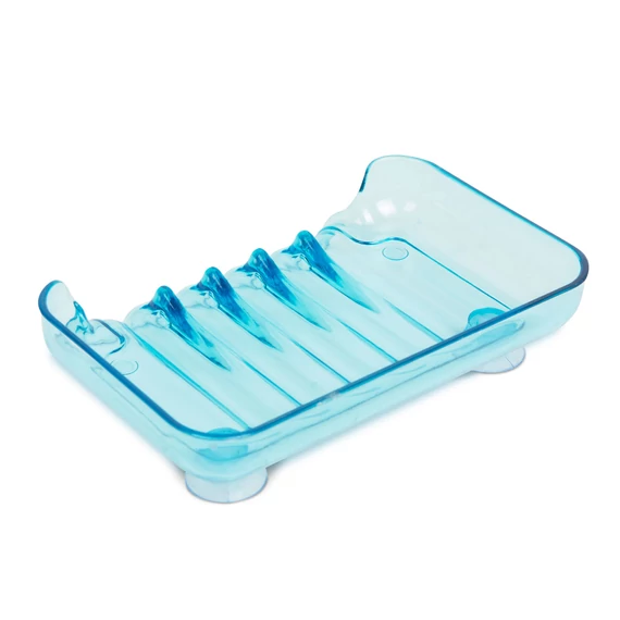 Săpunieră albastră cu ventuze - plastic - 13 x 10 x 3 cm 