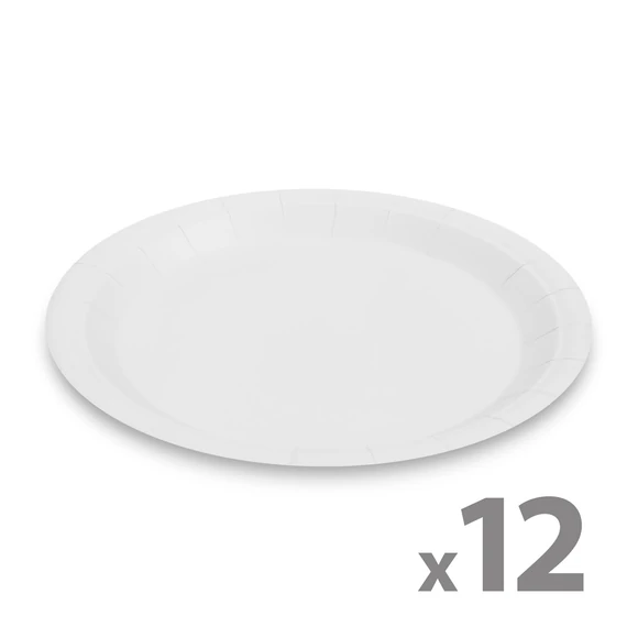 Set farfurii hârtie - alb - 23 cm - 12 buc / pachet