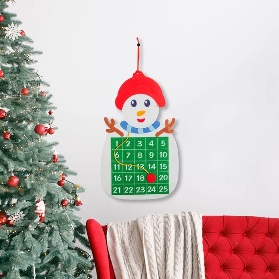 Calendar de Crăciun - Omul de zăpadă - cu marker Velcro