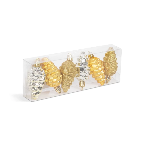 Set decorațiuni pom de Crăciun - con auriu - 6 cm - 6 buc / set
