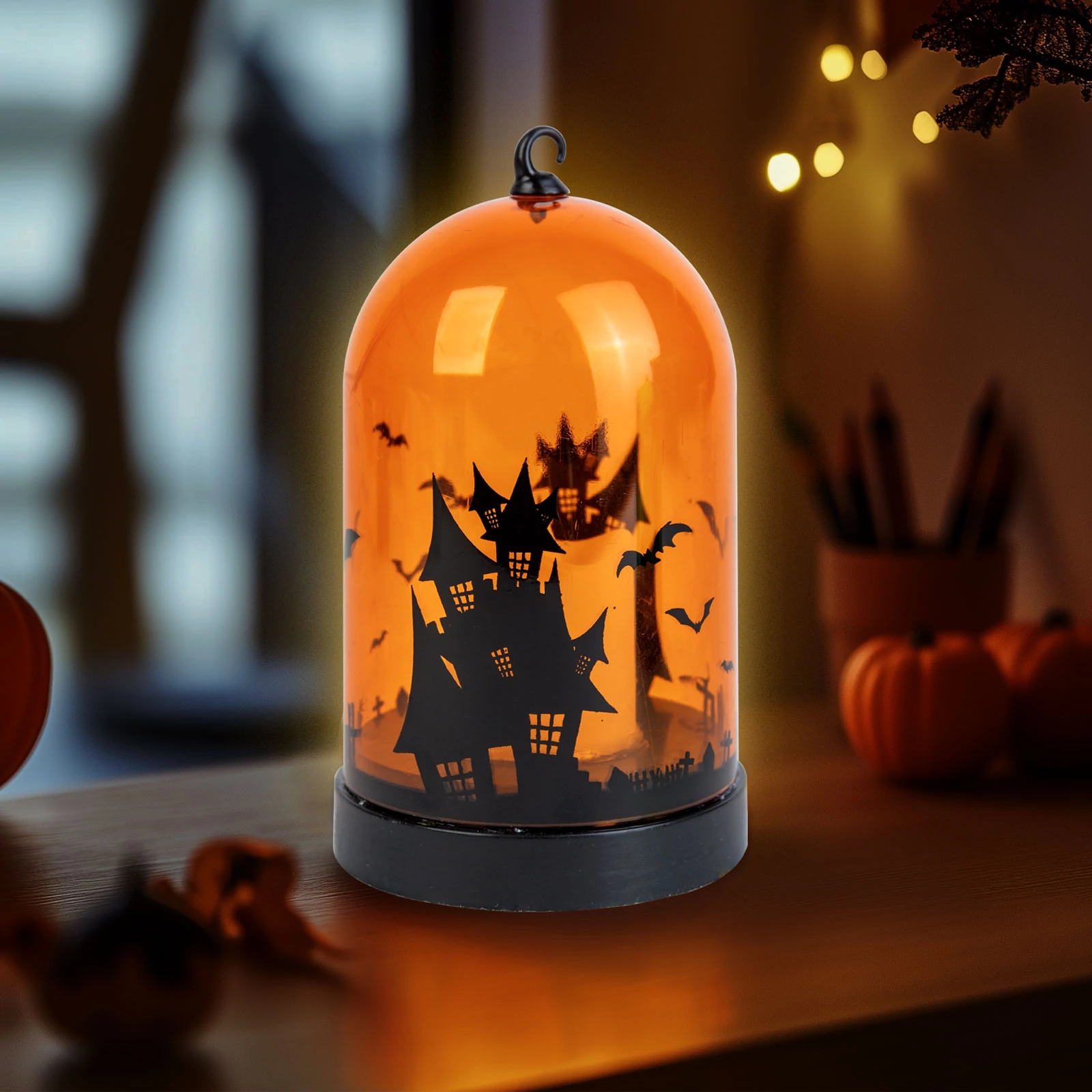 Decor LED Halloween - portocaliu - 3 x AAA - 8 x 12,5 cm