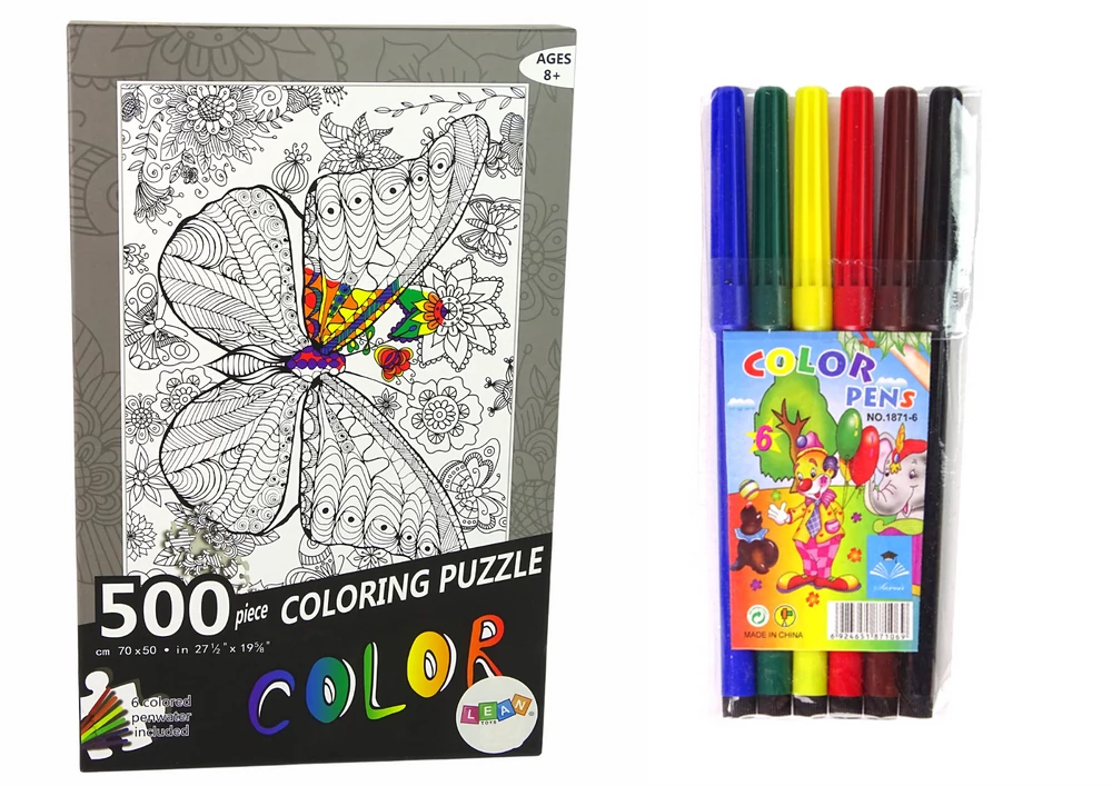 Puzzle de colorat - fluture - 500 piese - 70 x 50 cm